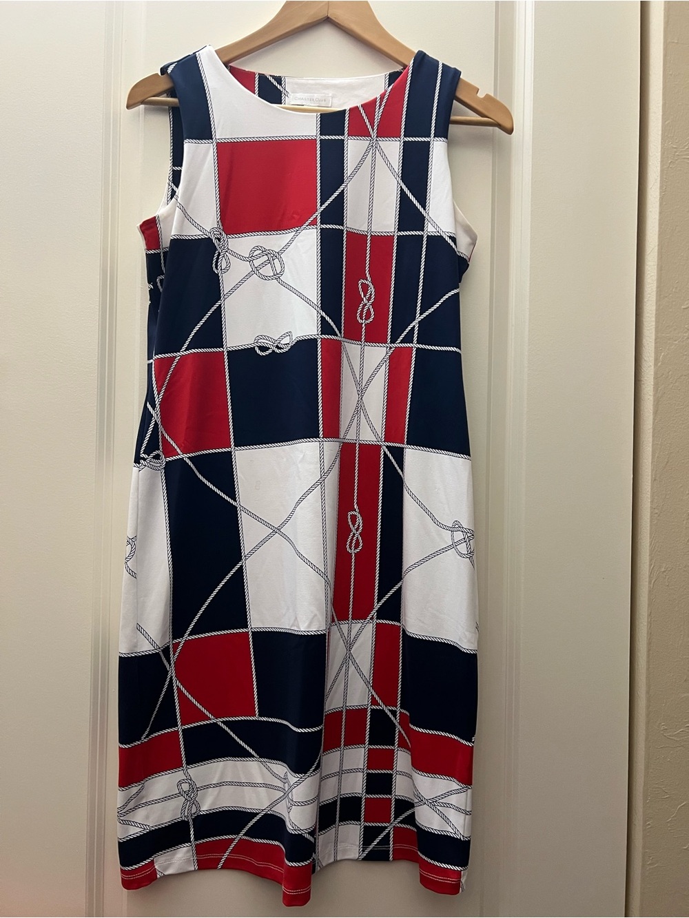 Charter Club Sleeveless Nautical Plaid Midi Dress in Red, Navy & White